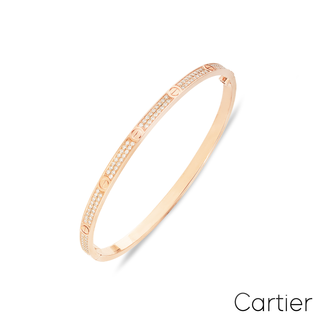 Cartier Rose Gold Pave Diamond SM Love Bracelet Size 17 N6726317 Cartier Rose Gold Pave Diamond SM Love Bracelet Size 17 N6726317
